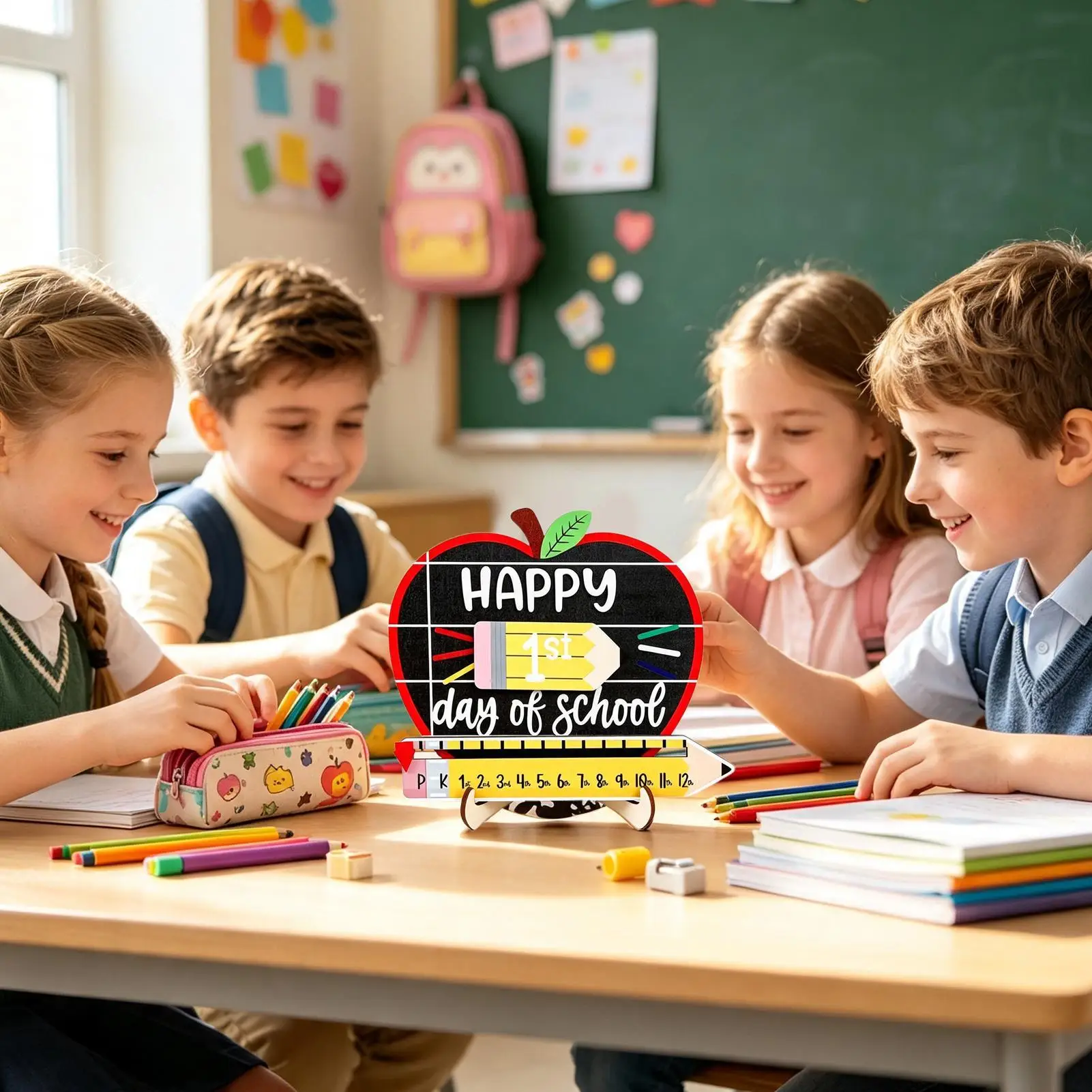 First Day Of School Board Wooden Reusable Erasable Preschool Keepsake Back To School Milestone Board For Kids Parents