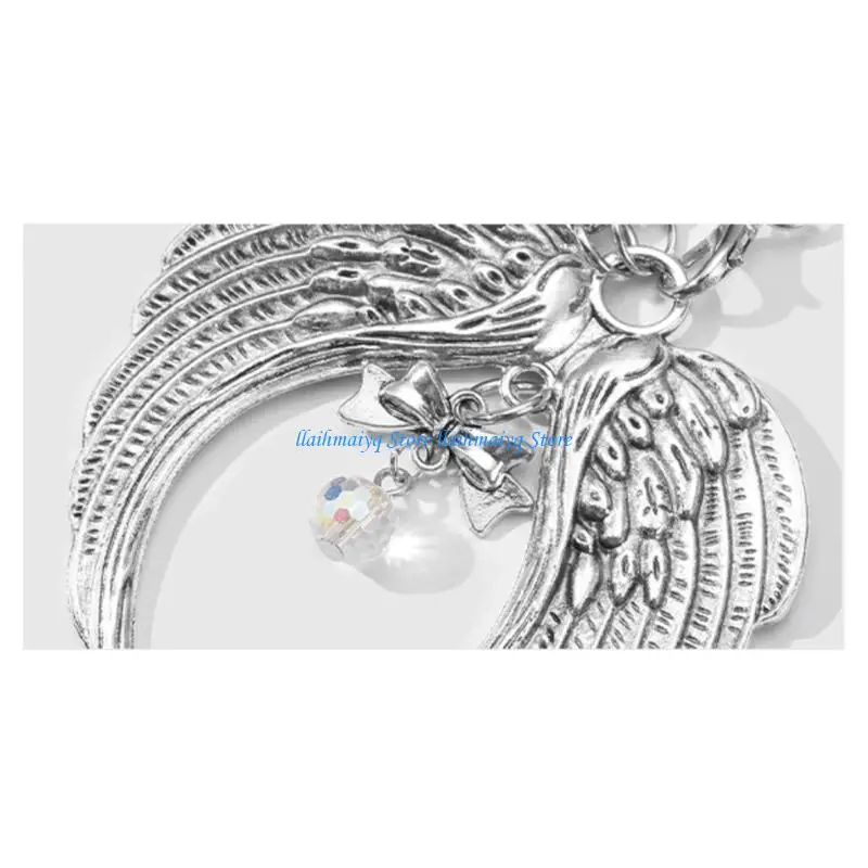 573B Metal Gothic Keychain Featuring Bows Angel Design Stylish Bag Pendant for Practical and Fashionable Charm Decoration