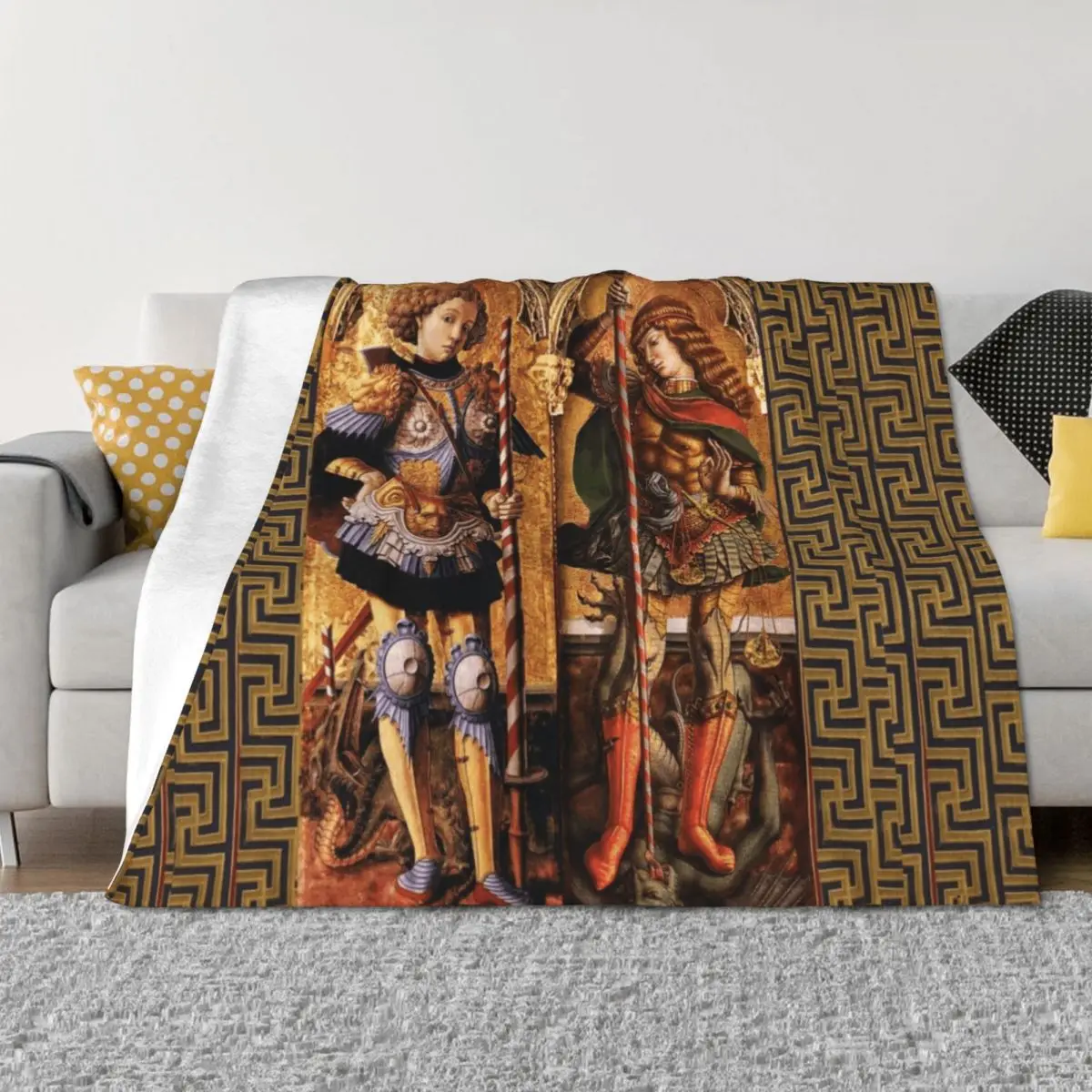 

St. Michael Archangel and Saint George with Dragon by Carlo Crivelli Throw Blanket halloween Summer anime Sofas Blankets
