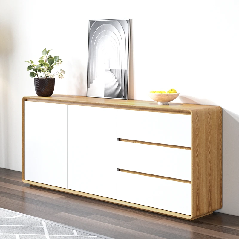 Nordic sideboard modern minimalist walnut white wall facing restaurant storage and storage with solid wood entrance