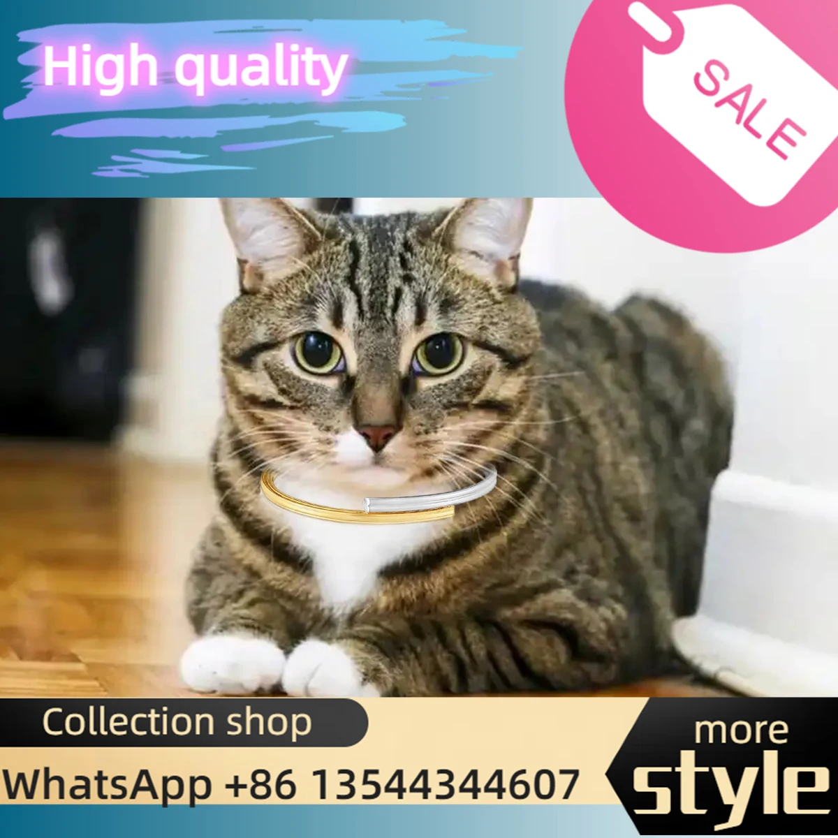 

Cat accessories Spanish original jewelry gold and silver cross two-color open bracelet fashion light luxury gift for women