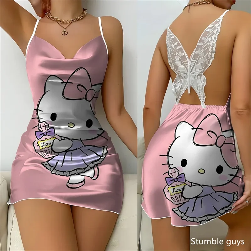 

Милые платья-пижамы для девочек с принтом Куроми и Хелло Китти, повседневные платья с мультяшным принтом, милые повседневные платья-юбки для ежедневной носки