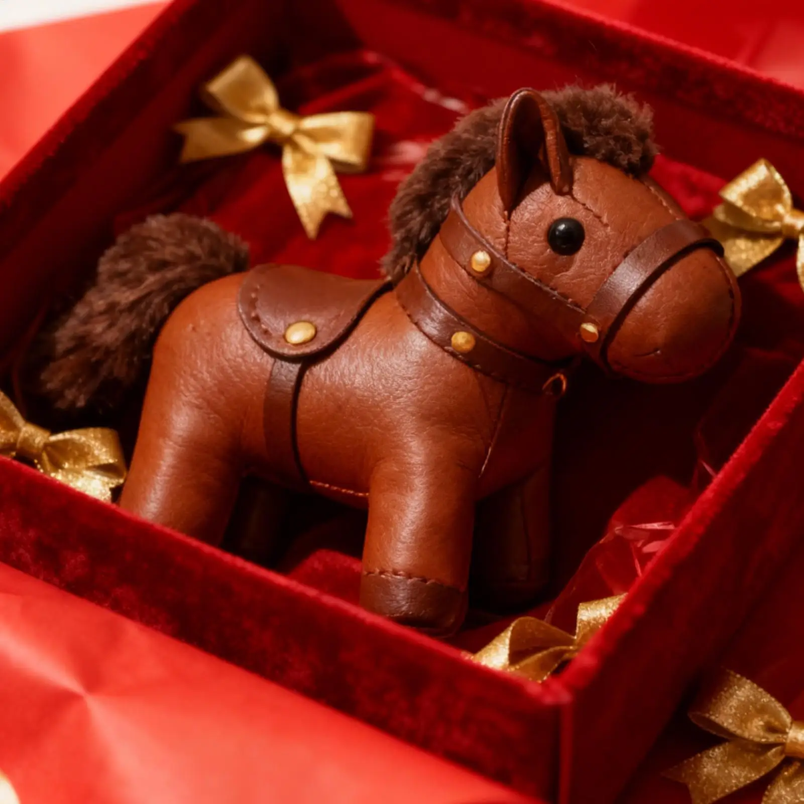 Portachiavi in peluche con cavallo in pelle PU, ciondolo per borsa, specchietto retrovisore per auto, ornamento, regalo di Capodanno per donne e ragazze, amanti degli animali della moda