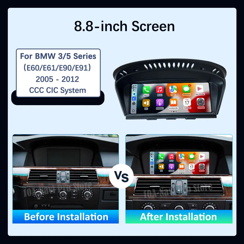 8.8 '' Car Video Multimedia Player Android 16 BT for BMW 3/5 Series E60 E61 E90 E91 E92 E93 2005 - 2012 CCC CIC System GPS Navi view 6