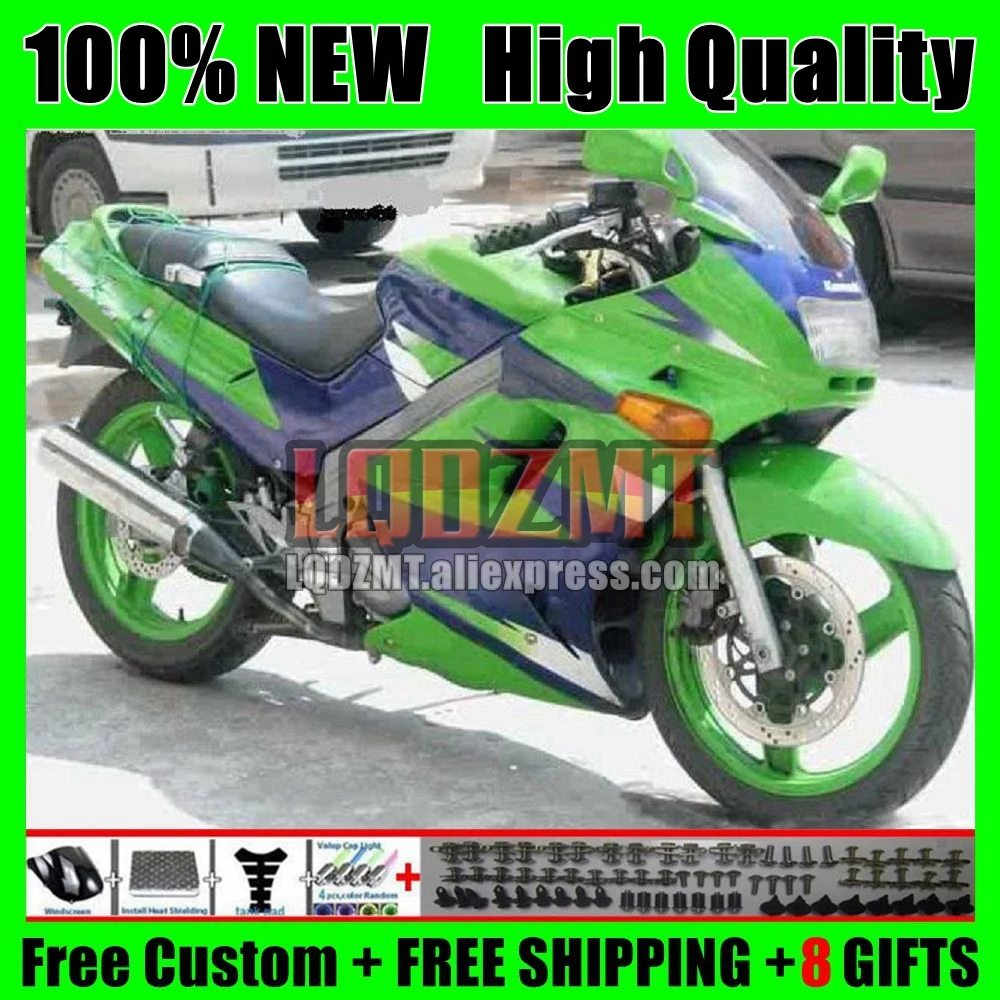 Body Kit For KAWASAKI NINJA ZZR-250 90-99 84No.15 ZZR 250 CC ZZR250 1990 1991 Green blue 1992 1993 1994 95 96 97 98 99 Fairing