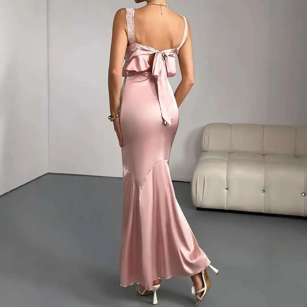 

2025 Pink Sexy Bag Hip Skirt New Long Skirt Women's Strapless Party Dress Women's 2025 Summer Dress Robe Vestido Women Elegant