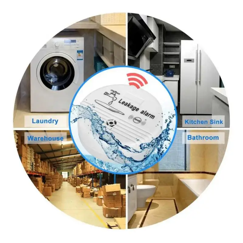 Independent Wireless Water Leakage  Water Leak Sensor 90 DB Volume Water Leak Alarm For Home Kitchen Toilet Floor Detector