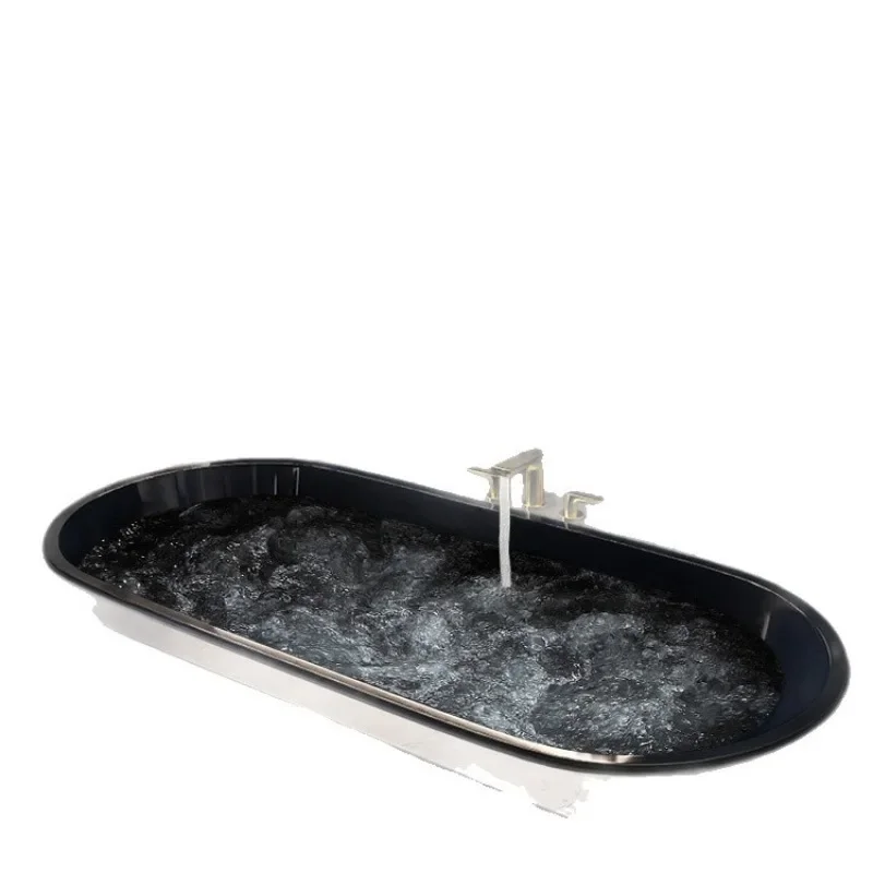 OGMBlack Recessed Waterfall Bathtub, Smart Bath Tub