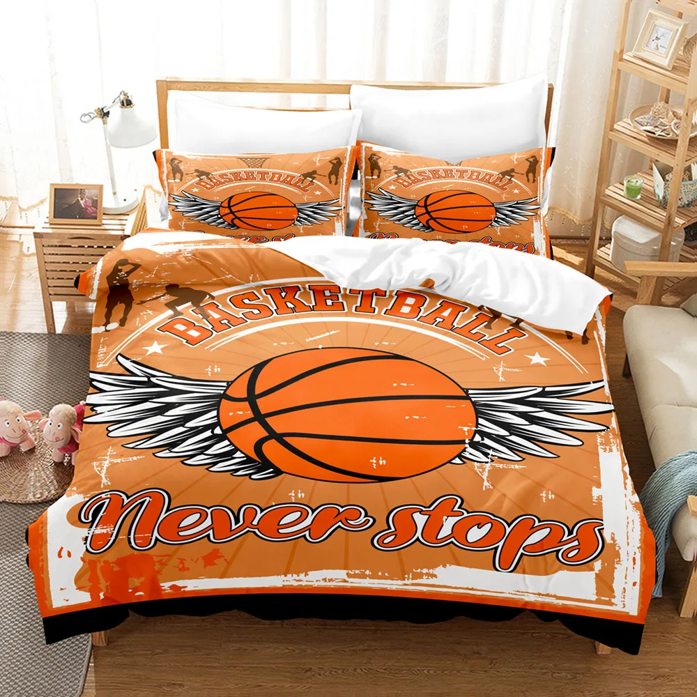 Kinder-Bettwäsche-Sets 2025, 3D-gedrucktes Basketball-Fußball-Bettbezug-Set, weich, bequem, ohne Kern, Heimtextilien-Dekor für Jungen, Geschenk – Detail 8