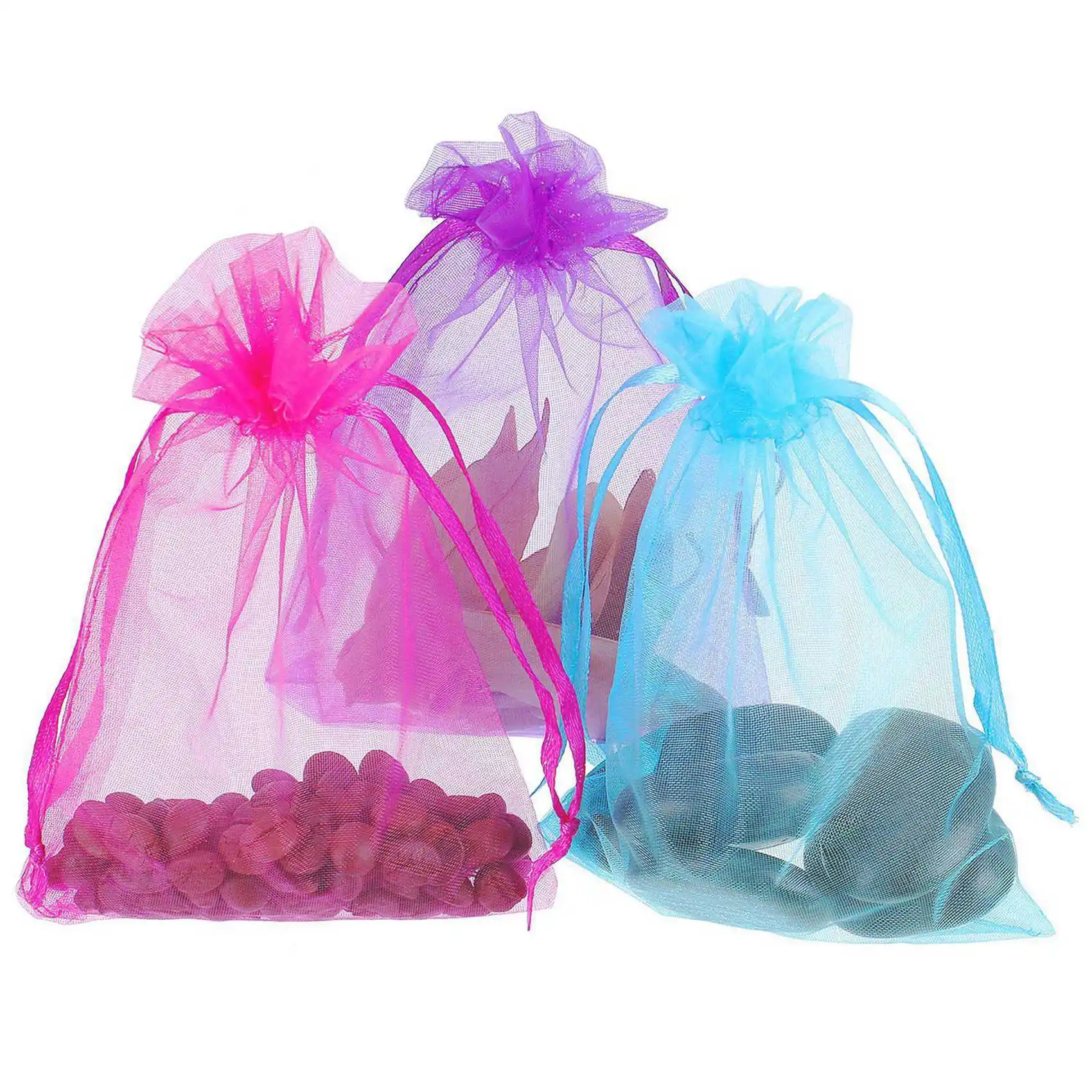 Hot kf-100 Pieces 4 By 6 Inch Organza Gift Bags Drawstring Jewelry Pouches Wedding Party Favor Bags (Multicolor)