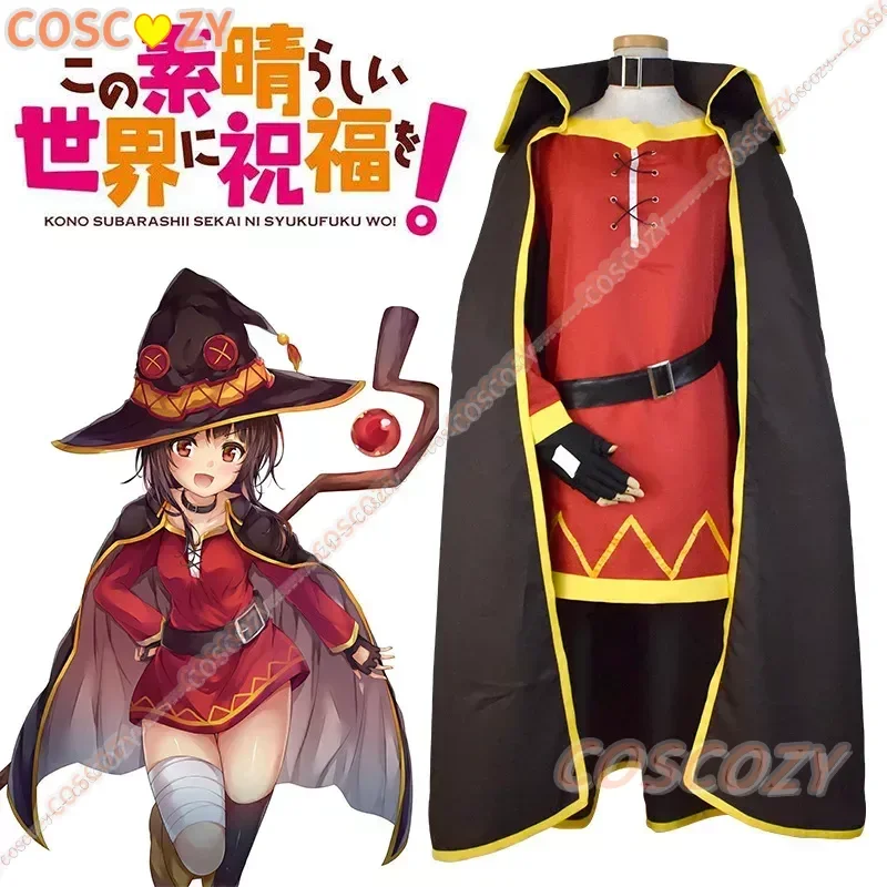 KonoSuba God's Blessing on this Wonderful World Konosuba Megumin Cloak Dress Uniform Outfit Wig Halloween Anime Cosplay Costumes