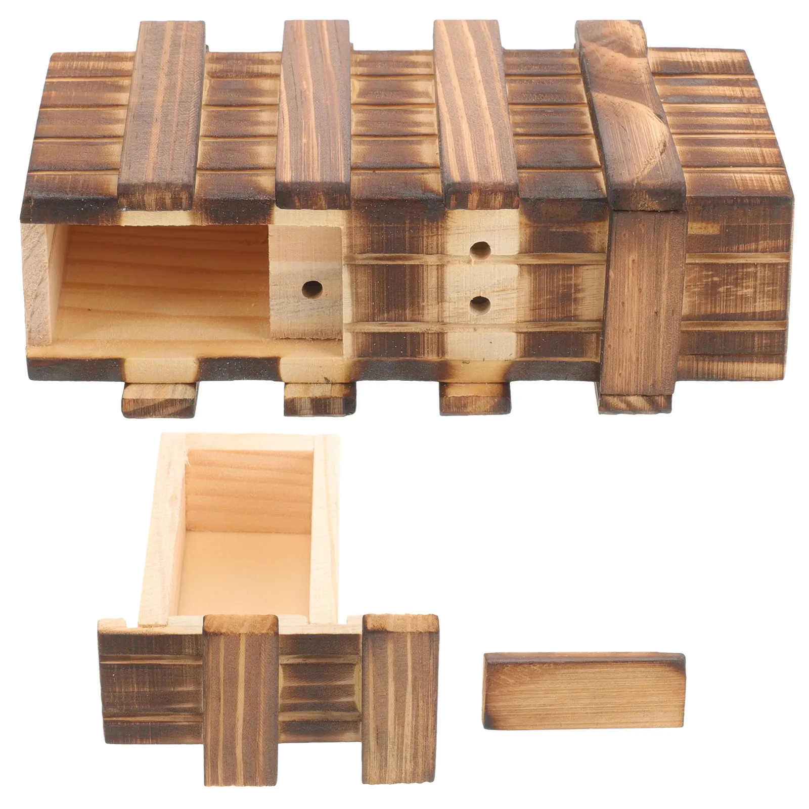 

Secret Wooden Box Hidden Compartment Safe Storage Portable Pill Case Cash Hiding Place Durable Wood Material Jewelry Key Storage