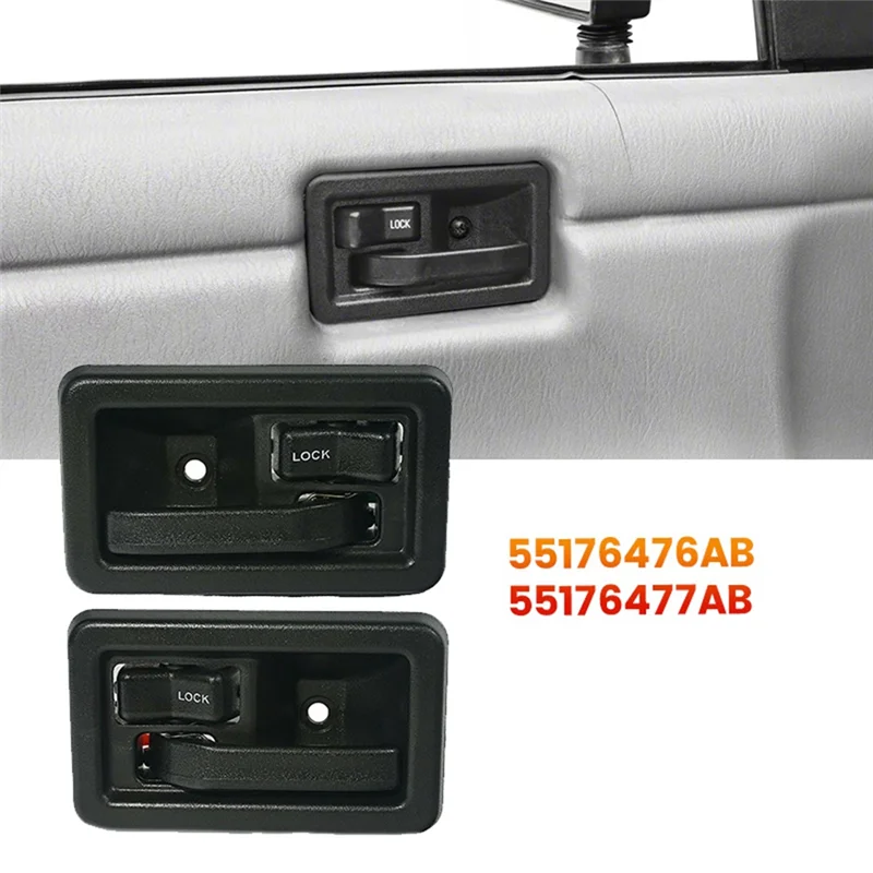 

Durable-1Pair Car Inside Door Handles 55176476AB, 55176477AB For Jeep Wrangler YJ TJ 1984-2004 Interior Door Pull Handle Cover P