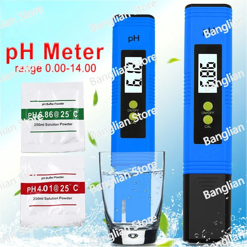 50pcs Ph Meter Button Type Large Screen Automatic Correction Ph Test Pen Aquarium Ph Pen Acid-base Instrument