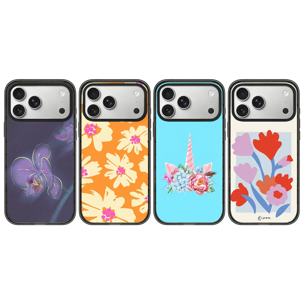 

Orange Flower Acrylic Black Border Magnetic Case: Compatible with IPhone 17 16 15 14 13 12 Pro Max 17 Air