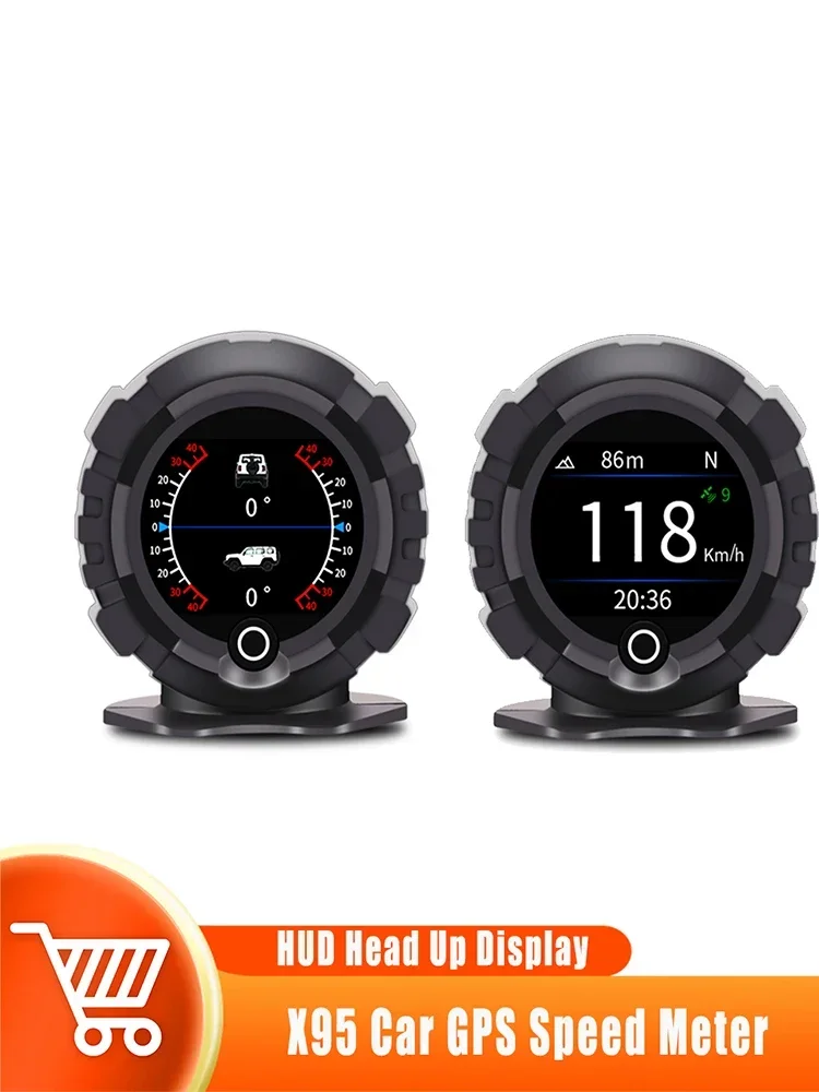 Wyświetlacz przezierny OBD/GPS X95 Cyfrowy miernik prędkości jazdy samochodem Prędkościomierz GPS Samochodowy wyświetlacz przezierny Akcesoria samochodowe — 2