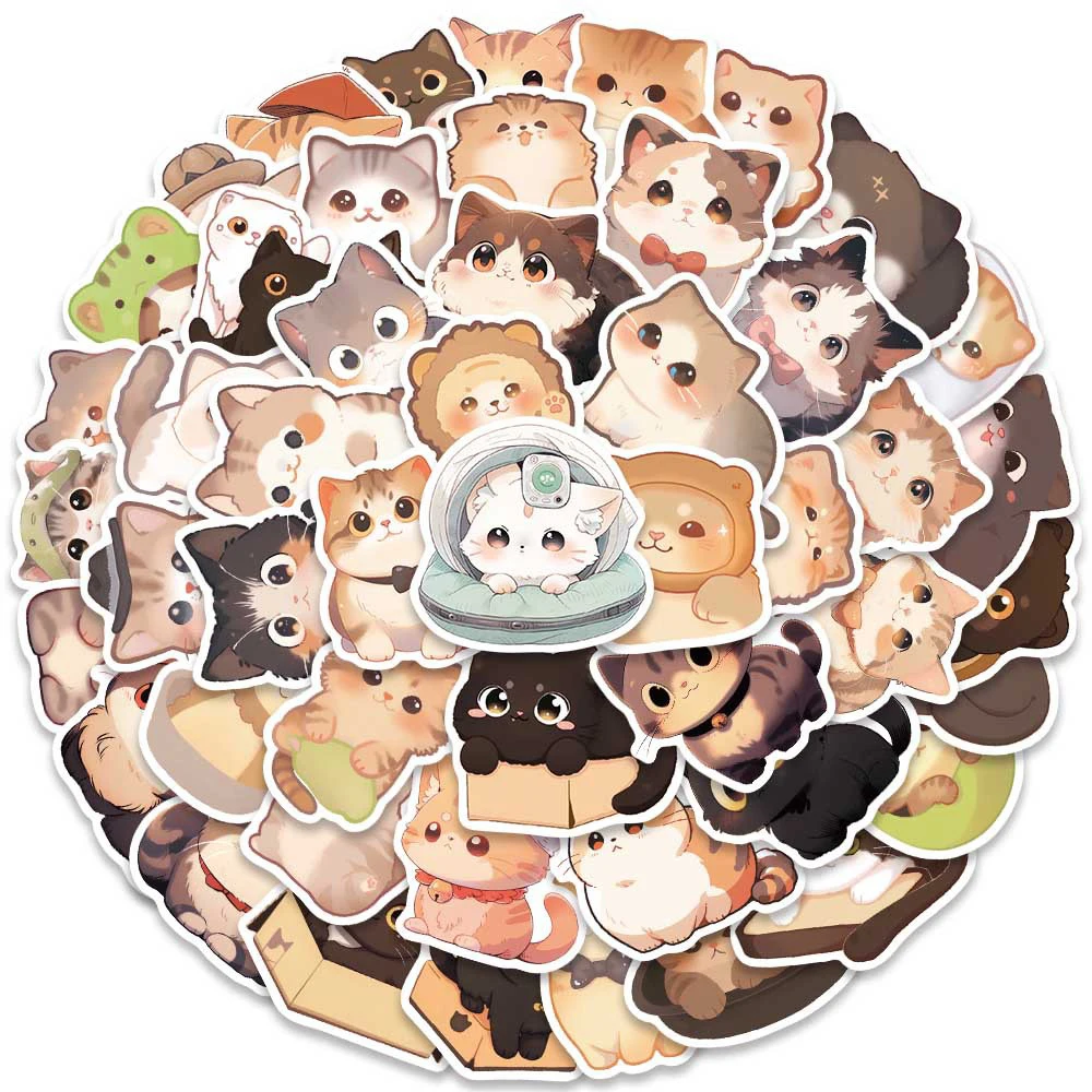 10/30/50pcs Kawaii Cats Cute Stickers Kid Toys Kitten Cartoon Decals Laptop Phone Suitcase Guitar Diary Decoration Funny Sticker