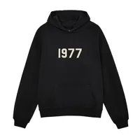 1977 Print Pullover Hoodie Women Casual Knitted Sweater Retro Street Hip Hop Sweatshirt Women Hooded
