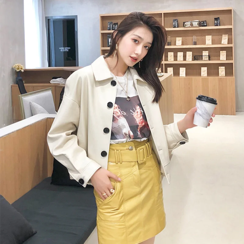 2023 Genuine Leather Clothes for Women Real Sheepskin Coats Famale Short Women Winter Streetwear Leren Jas Dames SQQ74