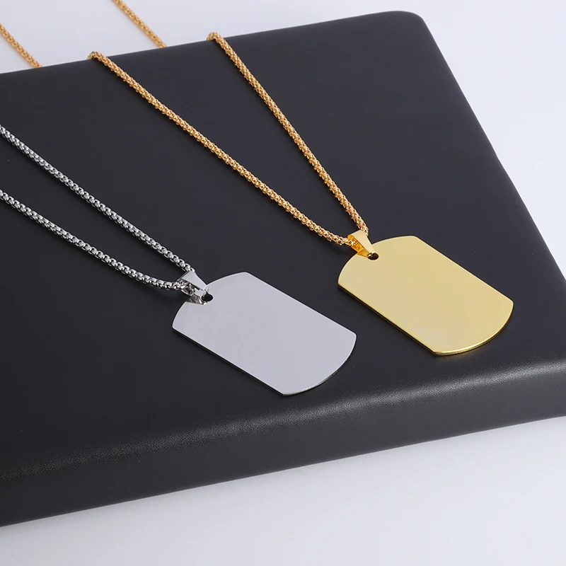 Hot Sale Pendant Smooth Plate Tag Men Retro Necklace Jewelry