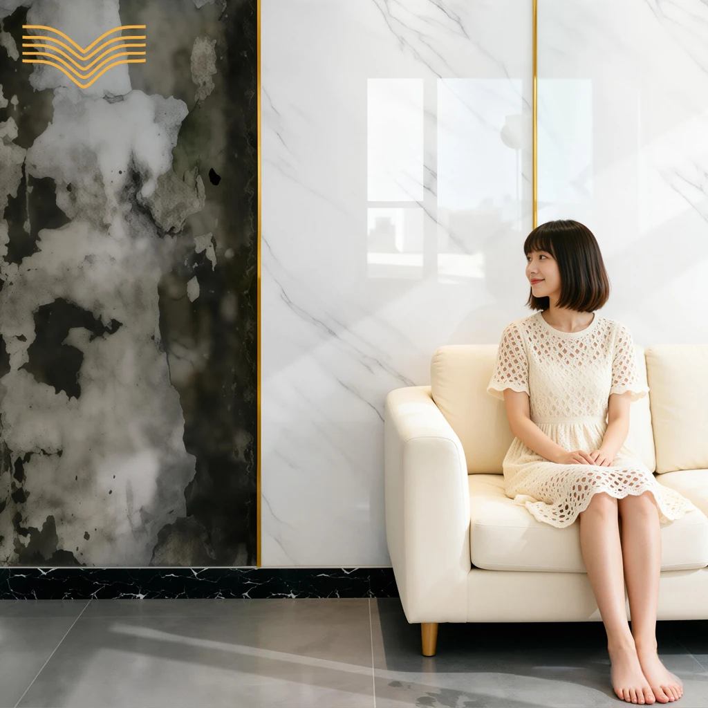 Waterproof Marble Grain Self Stick Wall Board, Decorative Wall Cover Sticker, Removable Contact Paper for Living Room TV Wall