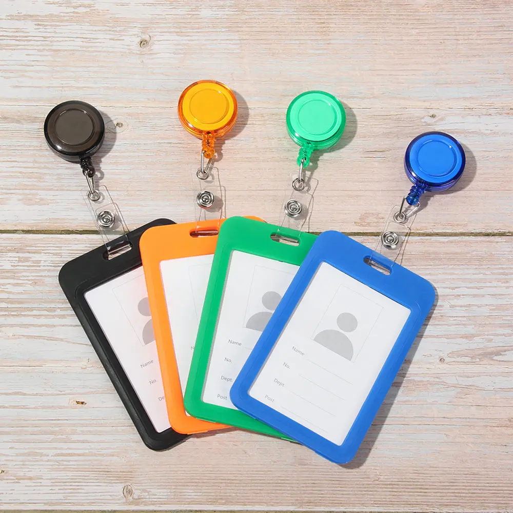 Fashion Wallets Hard Plastic ID Card Badge Holder Retractable Badge Holder Protector Cover Card Sleeve