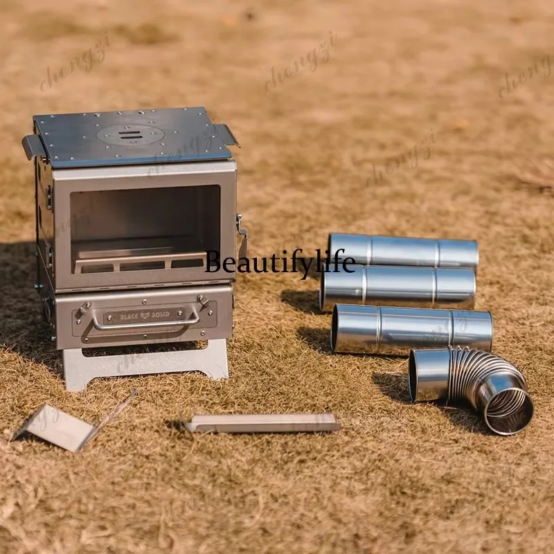 E136 Titanium fireplace outdoor camping tabletop tea boiling water cooking small tabletop fun viewing firewood stove