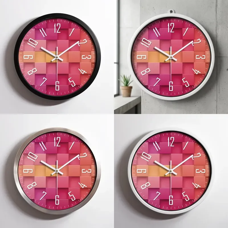 Metal stainless steel silent digital display battery powered wall clock creative fashion living room aluminum customization