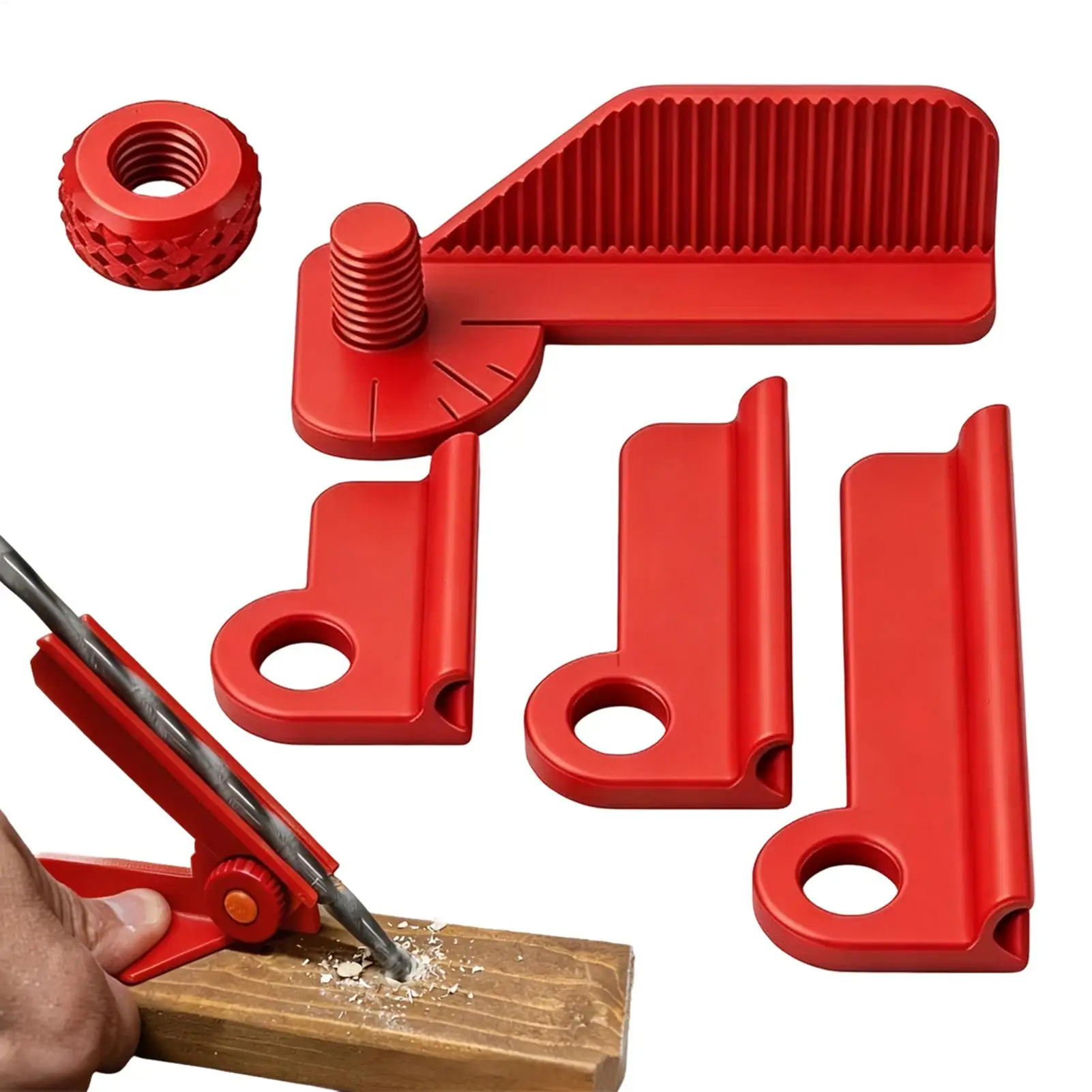 5-Angle Adjustable Drill Guide 0/30/45/60/90 Precision Positioning Drill Jig 3 Length Replaceable Woodworking Drill Jig Handheld