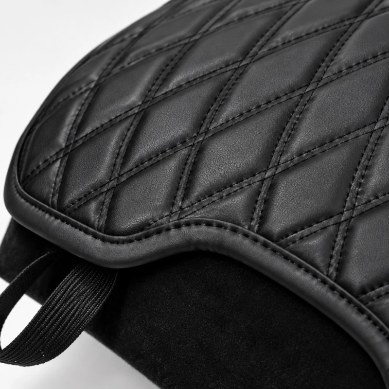 D5BE Black Padded Console Lid Cover for 150 with Quilted Leather Exterior, Slip-On Installation, Finished Edges and Elastic
