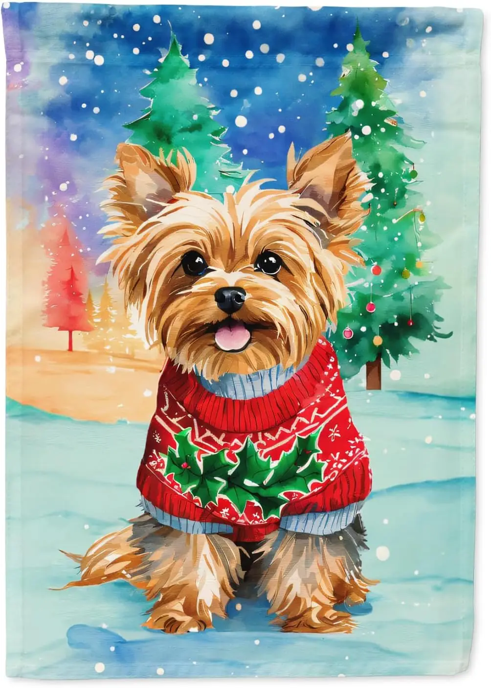 Caroline's Treasures DAC3696GF Yorkshire Terrier Yorkie Christmas Garden Flag Mailbox Flag Decorative Yard Flag  Outsi