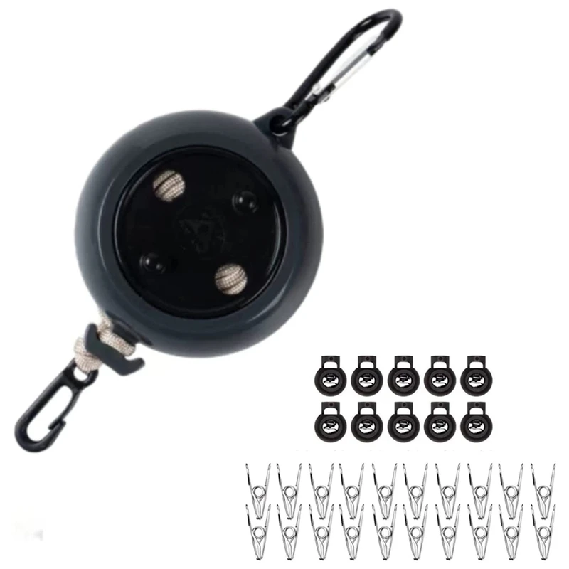 Extendable Clothes Line 8 M Retractable Clothes Line With 10 Fixed Buckles And 20 Clothes Pegs Plastic