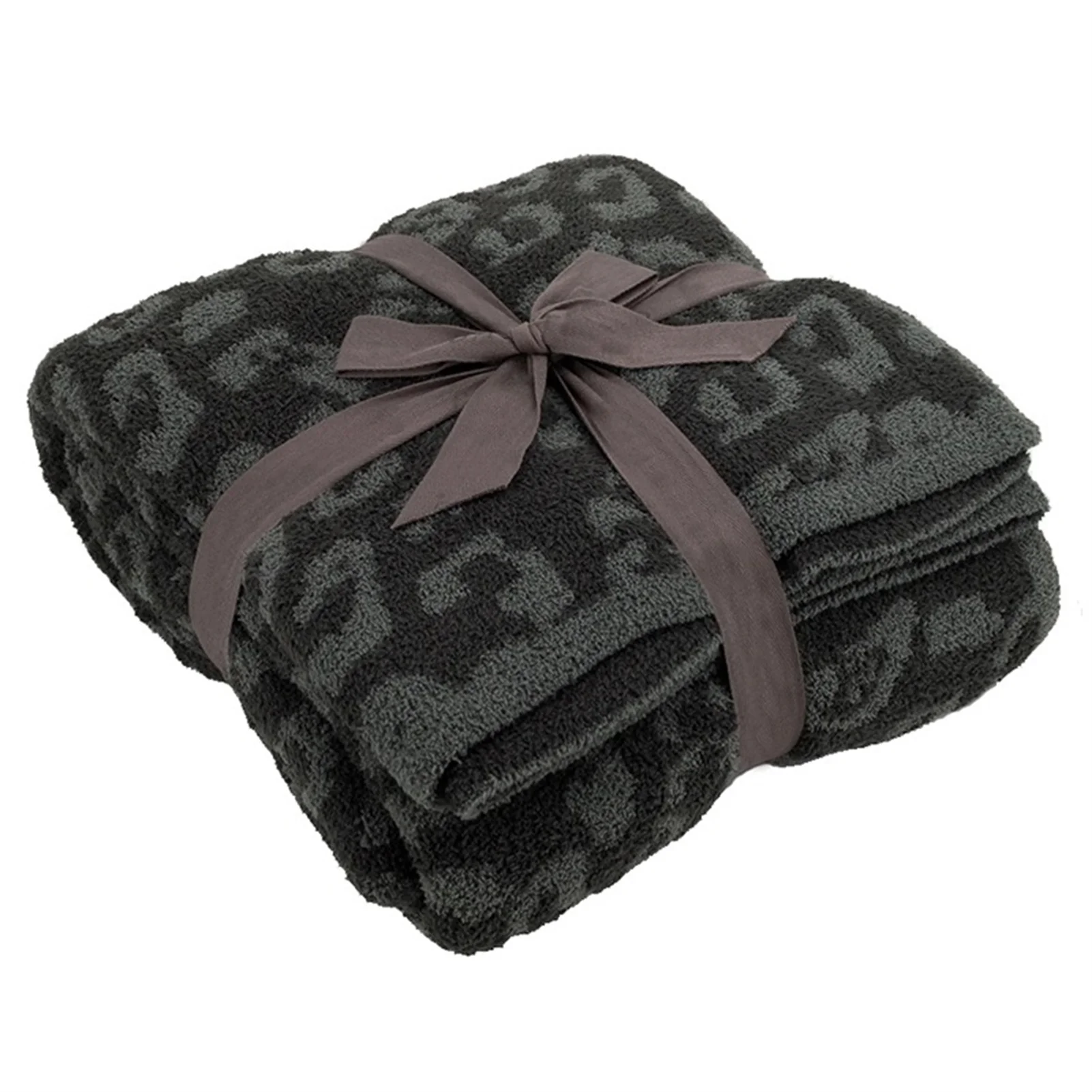 Leopard Knitted Throw Blanket Reversible Chic Warm Blankets for Bed Sofa Chair Couch Travel