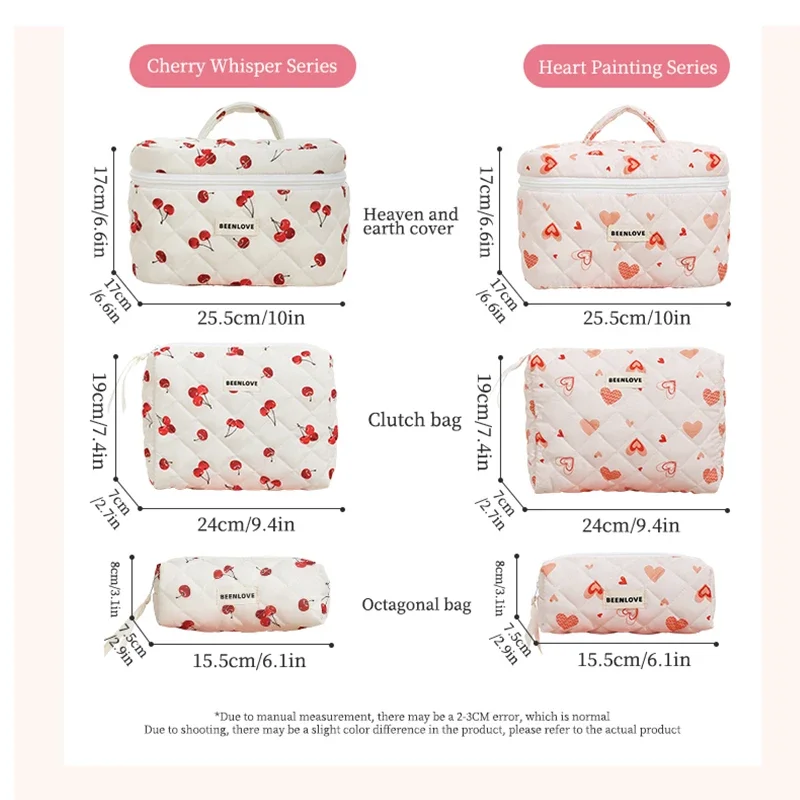 Хлопковая косметичка с вишневым цветком, женский косметический органайзер на молнии, женская тканевая сумка, портативный чехол для туалетных принадлежностей для девочек