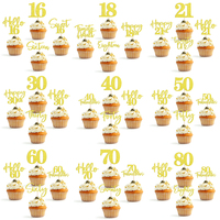 24pcs/set  Golden Numbers Cake Decoration,18/21/30/40/50/60/70/80 Birthday Party Cake Topper Decoration Supplies
