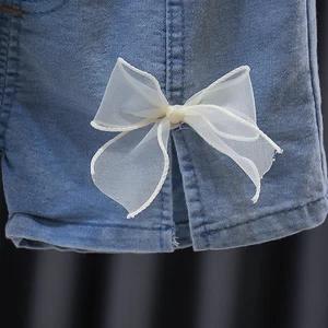 Baumwoll -T -Shirt und Jeanshorts für Babys, Sommerkleidung, 2 Stücke, 0 bis 4 Jahre 6 Hauptverkäufe Denim für Mädchen festgelegt - №5