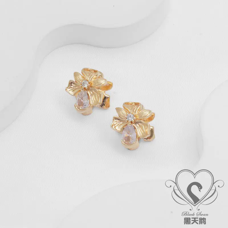 14k Gold-plated Zircon Flower Bead Bell Bell Pendant Ingot Beaded Loose Bead Bracelet DIY Jewelry Accessories