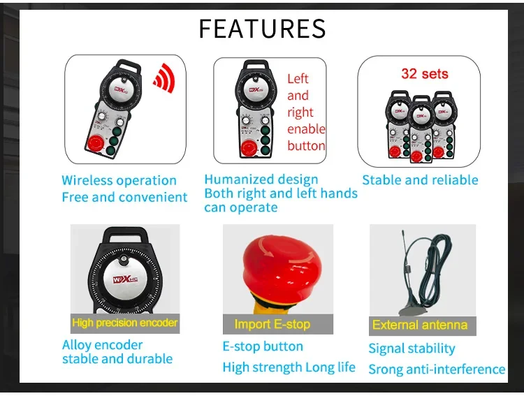 ZTWGP 6Axis Wireless Remote Controller CNC Control MPG Handwheel with Estop button Customized Functions for Machining Centre