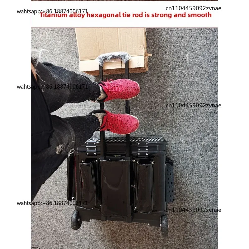 2025 new hard cover multi-functional fishing trolley case live fish bucket big wheel thickened car hard shell