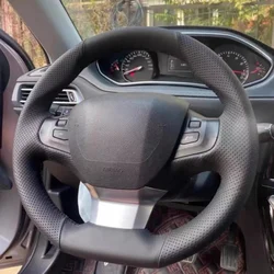 Car Steering Wheel Cover Faux Leather Breathable For Peugeot 308 2014 2015 2016 2017 2018 2019 Steering Wheel Braiding Cover