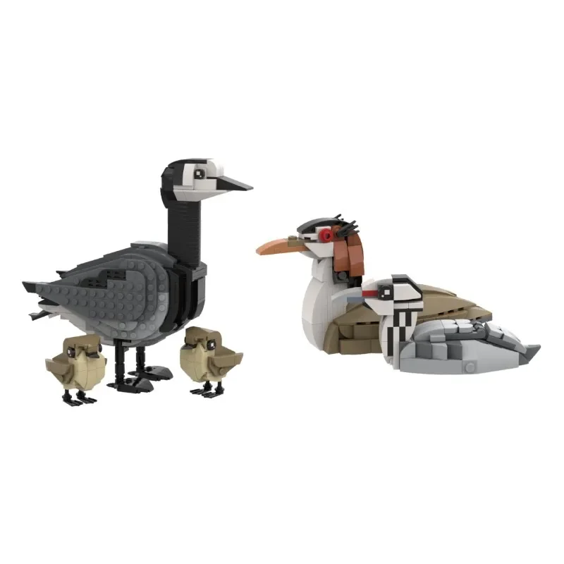 Creative holiday gifts featuring small particle assembly of building blocks, MOC animals, birds and other animal types