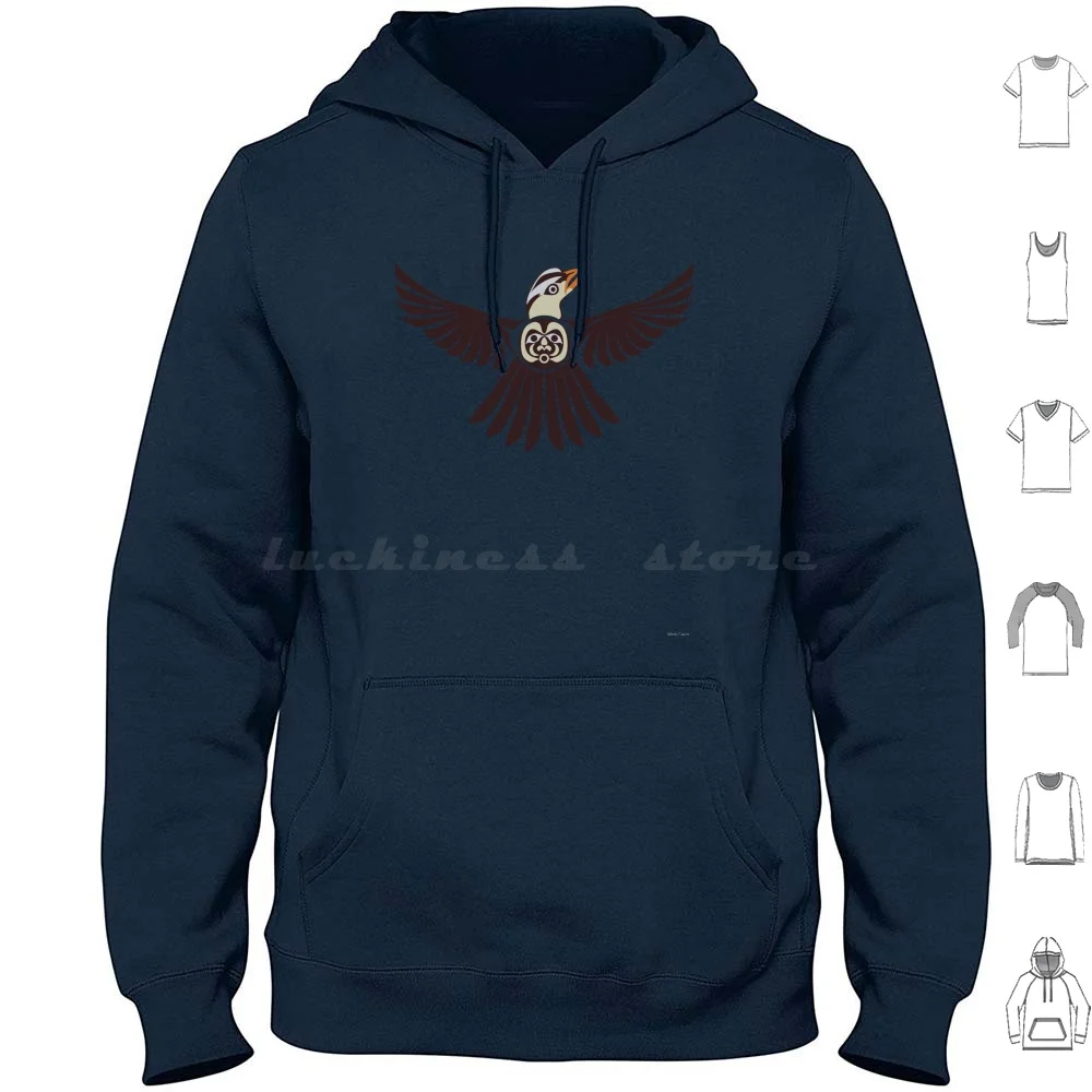 White Crowned Sparrow Hoodie Cotton Long Sleeve Coast Salish Coast Salish Art Mark Gauti Indigenous Native First