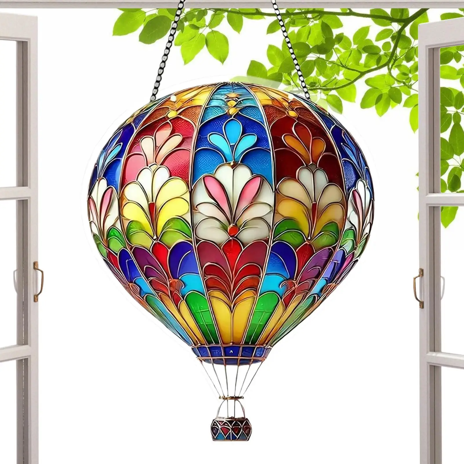 Hot Air Balloon Window Suncatcher Balloon Wall Hanging 2D Flat Acrylic Hot Air Balloon Window Decoration Indoor Window Decor