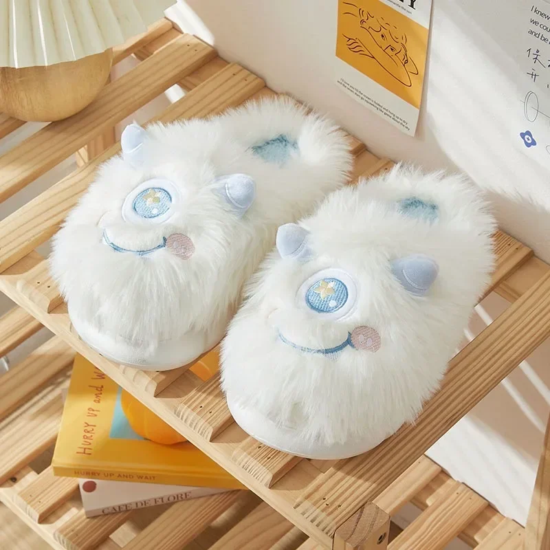 2024 Autumn and Winter New Cute Cartoon Ladies Cotton Slippers Home Plush Silent Floor Slippers Wholesale Sweet Flip flops