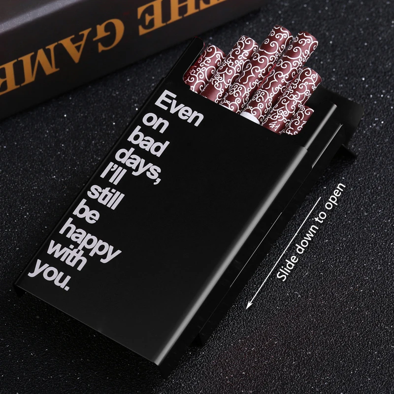 2024 NEW Arrival Black Creative Design Special Pattern Metal  Aluminum Alloy Cigarette Case Box Custom LOGO DIY Gift For Man