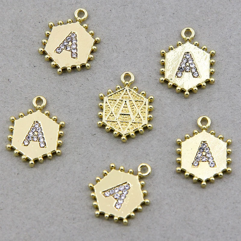 50pcs A DIY Letter Charms Wholesale Inital Name Metal Alloy  Jewelry Pendants For Necklace Bracelet Making Finding