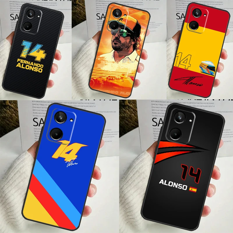 F1 Racing Fernando Alonso 14 For Realme GT Neo 5 GT5 9 10 11 12 Pro Plus C30 C31 C33 C35 C25s C21Y C51 C55 C67 C53 Case