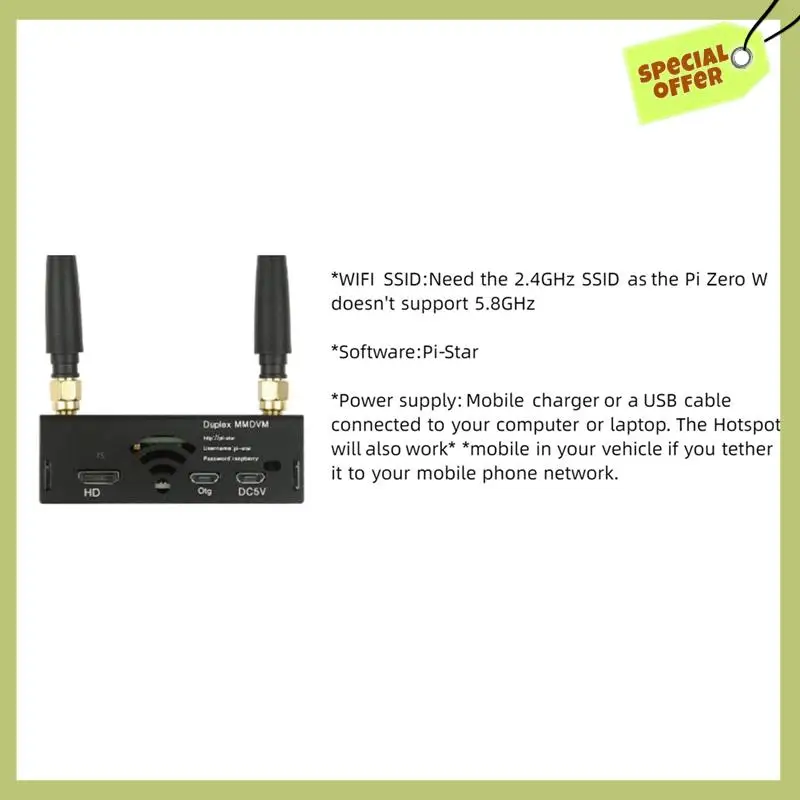 

Advanced Duplex MMDVM Hotspot Wifi Digital Voice Modem Supports DSTAR/ P25/DMR For Raspberry Pi 3/Zero W
