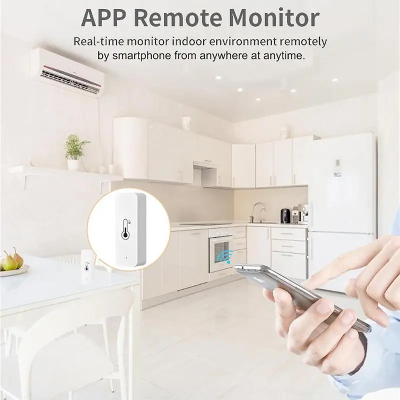 WiFi Temperature And Humidity Sensor Mini Smart Intelligent Linkage APP Remote Control Notification Alert Home Assistant