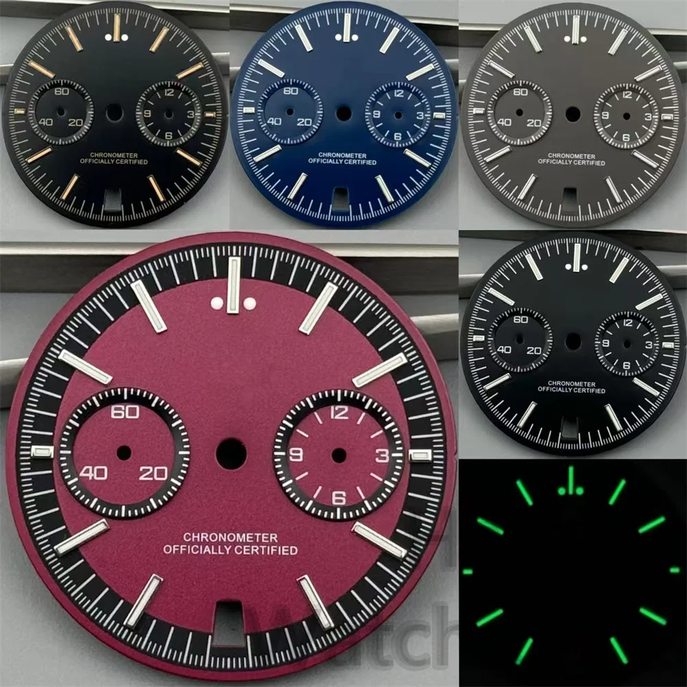 

New 31.5mm Black/Burgundy Red/Navy/Grey Pelagos FXD Chronograph Cyclist VK64 Dial Set C3 Luminous Fit VK64 Movemen